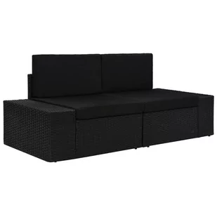 vidaXL Sofa modułowa 2-osobowa, rattan PE, czarna - Sofy ogrodowe - miniaturka - grafika 1