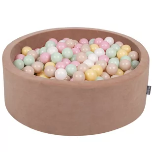 KiddyMoon Suchy basen okrągły VELVET z piłeczkami 7cm róż pustyni: pastelowy beż-pastelowy żółty-biały-mięta-pudrowy róż 90x30cm/300piłek Zabawka ba.. - Suche baseny - miniaturka - grafika 1