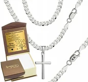 Naszyjniki męskie - Srebrny Łańcuszek Męski Naszyjnik Pancerka Srebro 925 Z Krzyżykiem Grawer - miniaturka - grafika 1