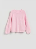 Swetry damskie - Reserved - Sweter z wiskozą - różowy - miniaturka - grafika 1
