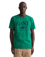 Koszulki męskie - GANT Męski t-shirt retro Crest, zielony (Lush Green), standardowy, zielony, S - miniaturka - grafika 1