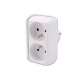 Przedłużacze i rozgałęźniki - Rozgałęźnik 2 gniazda z uziemieniem okrągłe biały - miniaturka - grafika 1
