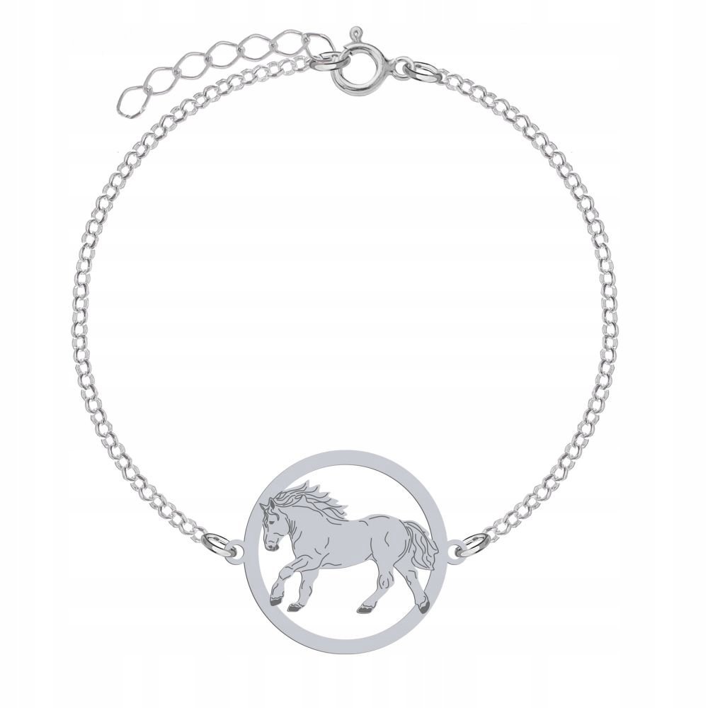 Bransoletka Srebrna Koń Perszeron 925 Łańcuszek Biżuteria GRAWER GRATIS