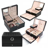 Pudełka i szkatułki - Szkatułka Na Biżuterię Kuferek Organizer Pudełko - miniaturka - grafika 1