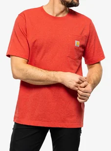 Koszulka męska Carhartt K87 Pocket S/S T-Shirt - fire red heather - Koszulki męskie - miniaturka - grafika 1