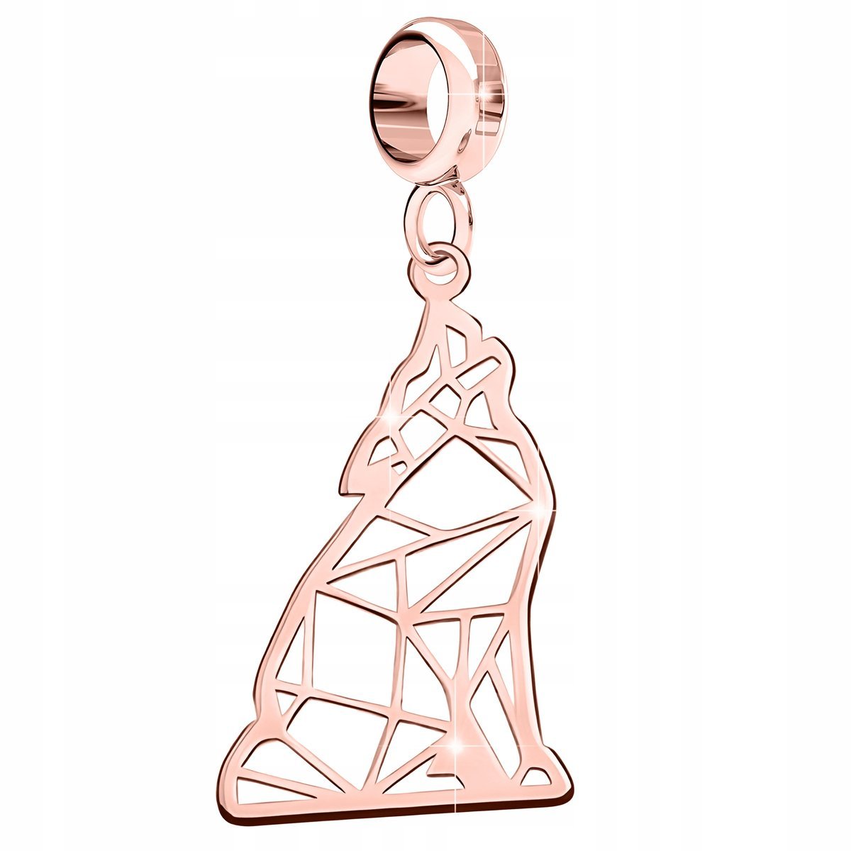 Charms Pozłacany Blaszka z Psem Wilkiem Ażurowy Pies Wolf Wilk SREBRO 925