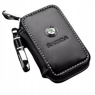 SKÓRZANE ETUI na klucze SKODA logo KLUCZYK samochodowy ELEGANCKI brelok - Etui na klucze - miniaturka - grafika 1