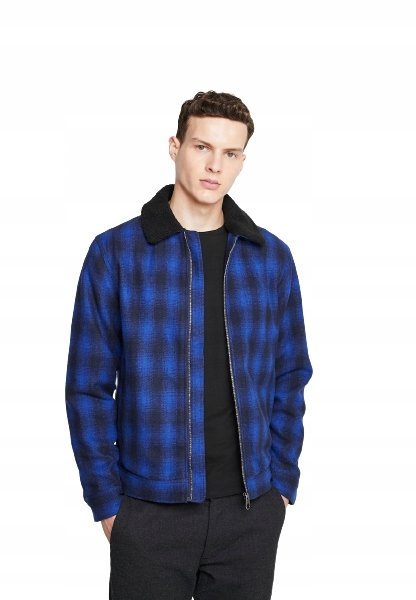 LEE MĘSKA KURTKA GRANATOWA KOŁNIERZYK WEŁNA S WŁD