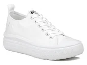 Trampki damskie - Trampki damskie całe białe Lee Cooper 3221 na platformie tekstylne-37 - miniaturka - grafika 1