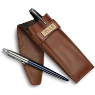 Etui na długopisy i pióra - Skórzane etui na długopisy, pióro SOLIER SA12 brązowe vintage - miniaturka - grafika 1