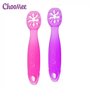 Silikonowa Łyżeczka Niekapek Do Nauki Jedzenia Choomee Pink/Purple 2 Pack - Sztućce dla dzieci - miniaturka - grafika 1