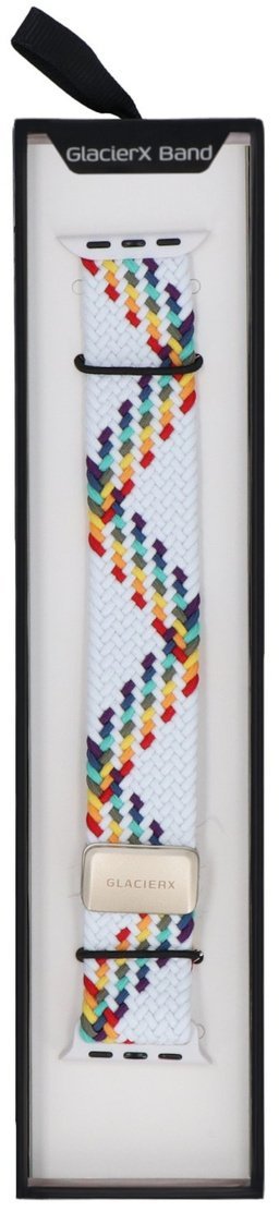 GlacierX Nowy pasek GlacierX Braided Magnetic Buckle Prism Stripes do Apple Watch 38/40/41mm Biało-tęczowy