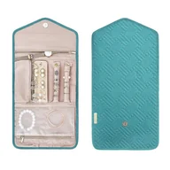 Biżuteria - akcesoria - Organizer na biżuterię podróżną, składany, na kółkach, na biżuterię – pierścionki, naszyjniki, bransoletki, kolczyki (Small-Lake Blue) - miniaturka - grafika 1