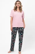 Piżamy damskie - Bawełniana piżama damska na krótki rękaw i długie spodnie Marisal, Kolor różowo-granatowy, Rozmiar S, Italian Fashion - Primodo.com - miniaturka - grafika 1