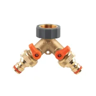 Inne akcesoria do nawadniania - Rozdzielacz 2-drożny gw 3/4"x gz 3/4" mosiądz z zaworami brass soft - miniaturka - grafika 1