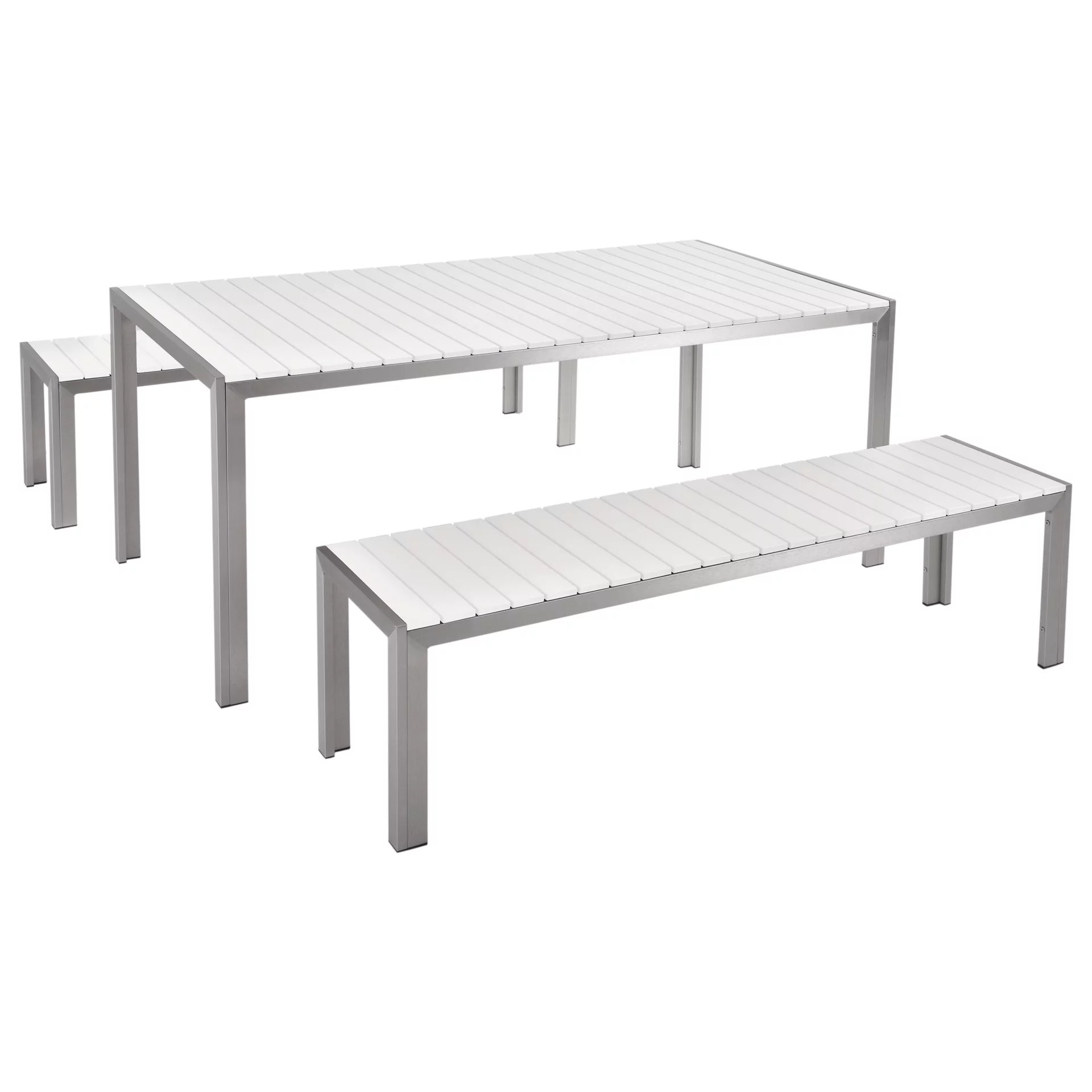 Beliani Zestaw ogrodowy Nardo stół i 2 ławki biały 42913