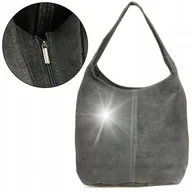 Torebki damskie - Włoska Torebka worek Skórzana suwak A4 shopper - miniaturka - grafika 1