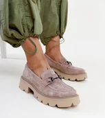 Mokasyny damskie - Brązowe zamszowe mokasyny Vinceza-39 - miniaturka - grafika 1