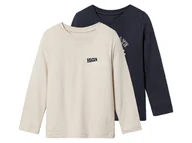 Bluzki dla chłopców - lupilu® Koszulki chłopięce bawełniane z długim rękawem, 2 sztuki (98 - 104, Granatowy/szary) - miniaturka - grafika 1