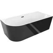 Wanny - Mexen Mia wanna wolnostojąca narożna prawa 160 x 80 cm, biała/czarna, przelew czarny - 52691608075P-70 - miniaturka - grafika 1