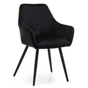 Krzesła - krzesło VASTO tapicerowane pikowane welurowe czarne - miniaturka - grafika 1
