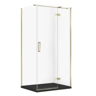 Kabiny prysznicowe - Kabina prysznicowa Cersanit Jota 100x80x195 prostokątna złoty transparentne z brodzikiem tako slim czarny mat S601-388 - miniaturka - grafika 1