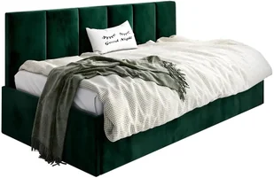 Łóżko młodzieżowe SORA 80x200 zielone z tapicerowanym panelem i pojemnikiem na pościel MKPOL - Łóżka dla dzieci i młodzieży - miniaturka - grafika 1