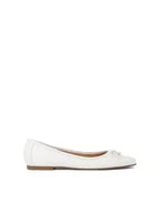 Baleriny - Białe baleriny z kokardką na nosku - miniaturka - grafika 1