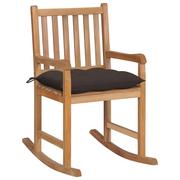 Fotele i krzesła ogrodowe - vidaXL Fotel bujany z poduszką w kolorze taupe lite drewno tekowe 3062780 - miniaturka - grafika 1