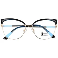 Okulary korekcyjne, oprawki, szkła - Okulary kocie do komputera damskie z filtrem BLUE Light zerówki 2575 - miniaturka - grafika 1