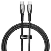 Kable USB - Baseus Glimmer Series kabel z szybkim ładowaniem USB-C 480Mb/s PD 100W 1m czarny - miniaturka - grafika 1
