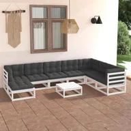 Meble ogrodowe - vidaXL 9-cz. zestaw wypoczynkowy do ogrodu, z poduszkami, lita sosna 3076770 - miniaturka - grafika 1