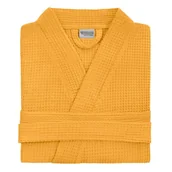 Szlafroki damskie - Musztardowy Szlafrok Bawełaniany Wafel XS - miniaturka - grafika 1