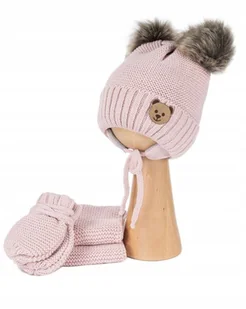 CZAPKA dziecięca i SZALIK + RĘKAWICZKI ciepły KOMPLET dla dziecka 6-12m - Czapki dla dzieci - miniaturka - grafika 1