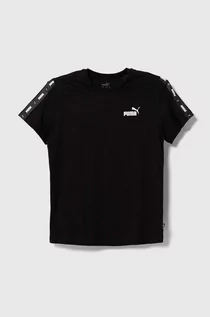Koszulki dla dziewczynek - Puma t-shirt bawełniany dziecięcy Ess Tape Tee B kolor czarny z nadrukiem - grafika 1