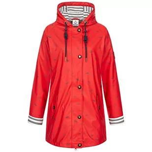 Ankerglut Damen Friesennerz Regenmantel Regenjacke Mit Kapuze Gefüttert Wasserdicht Wetterfest Übergangsjacke #Ankerglutbucht Kurtka przeciwdeszczowa damska, Czerwona, 52 - Kurtki damskie - miniaturka - grafika 1