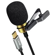 Mikrofony komputerowe - Wysokiej jakosci wszechkierunkowy mikrofon krawatowy 360° USB-C z 2-metrowym kablem, LinQ — czarny - miniaturka - grafika 1