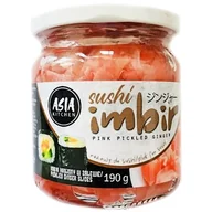 Koncentraty warzywne, przeciery - Asia Kitchen Imbir marynowany do sushi różowy 190 g - miniaturka - grafika 1