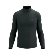 Koszulki sportowe męskie - COMPRESSPORT koszulka termoaktywna  3D THERMO HALF ZIP LS TOP black - miniaturka - grafika 1