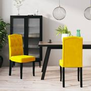 Krzesła - vidaXL Krzesła stołowe 2 szt. żółte obite aksamitem 336925 - miniaturka - grafika 1