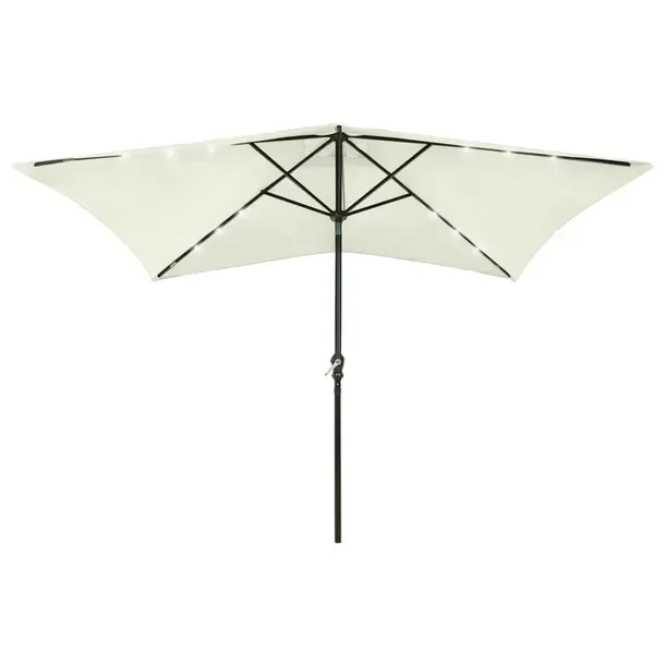 Parasol ogrodowy piaskowy 200 x 300 x 247 cm z lampkami LED