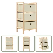 Szafy i regały magazynowe - The Living Store Regał z 3 koszami z tkaniny - drewno cedrowe - beżowy - Szafka - miniaturka - grafika 1