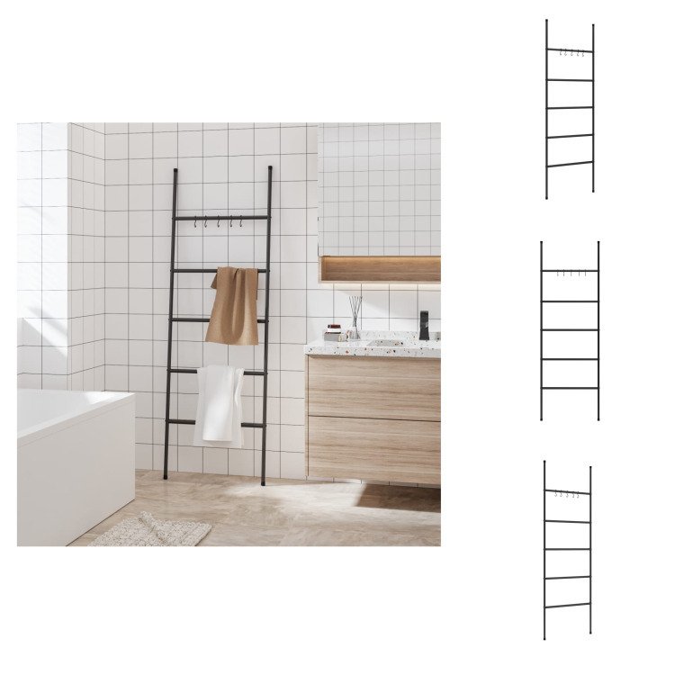 vidaXL Drabinkowy wieszak na ręczniki z 5 prętami czarny 58x175 cm żelazny - Wieszak na ręczniki