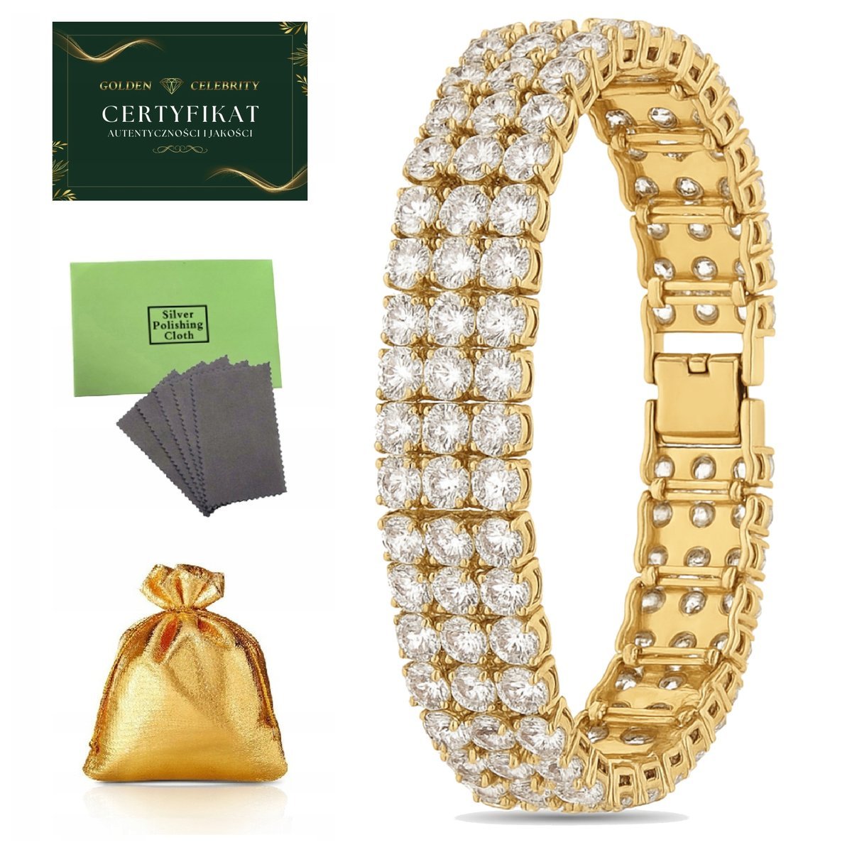 LUKSUSOWA DAMSKA BRANSOLETKA ZE STALI CHIRURGICZNEJ, SOLIDNA, PREMIUM, 18K