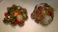 Świeczniki - 2x Świecznik na Tealight Świąteczny stroik -ZESTAW - miniaturka - grafika 1