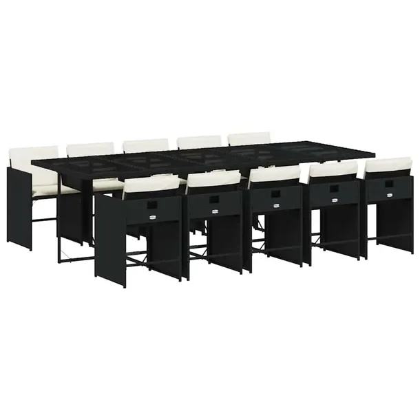 Zestaw Mebli Ogrodowych z Rattanu PE, Stół 275x106x73 cm, Krzesło 50,5x5