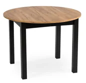 Stoły - Okrągły stół z rozkładanym blatem dąb craft + czarny - Uneza - miniaturka - grafika 1