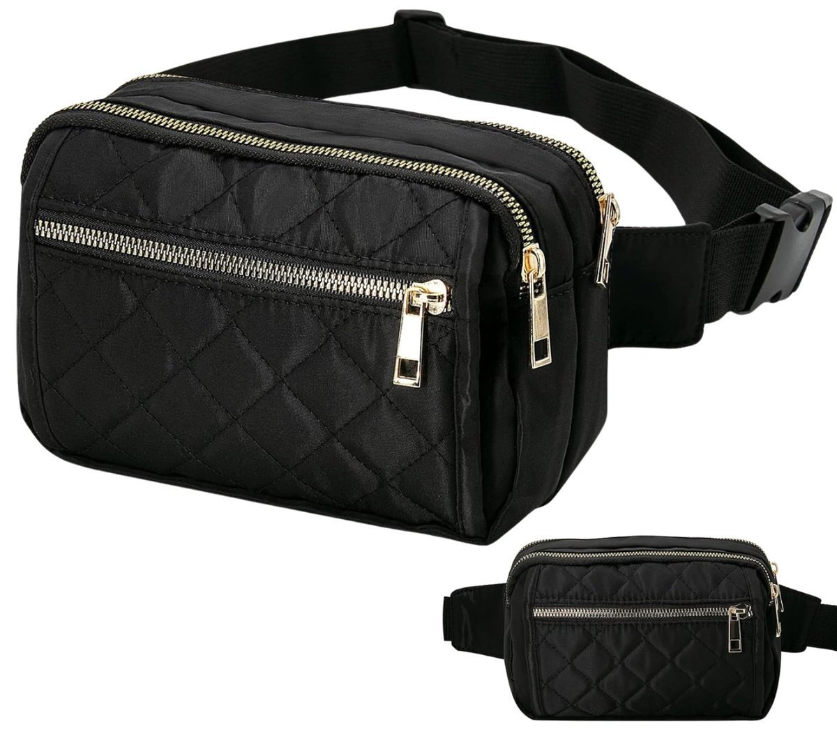 Czarna wodoodporna nerka damska saszetka na pas ramię biodrówka