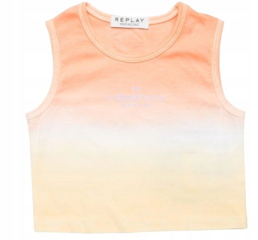 Replay Top Dziecięcy Bawełniany na Ramiączkach z Napisem 158 K_a