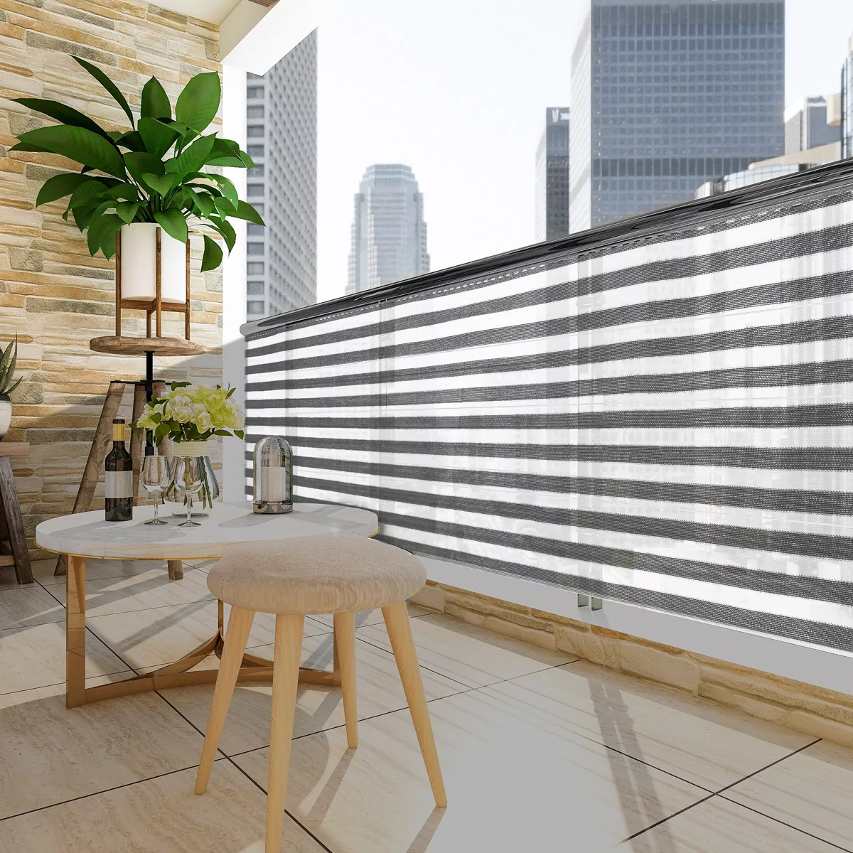 Balkonowy ekran ochronny szary/biały 1,2x10m